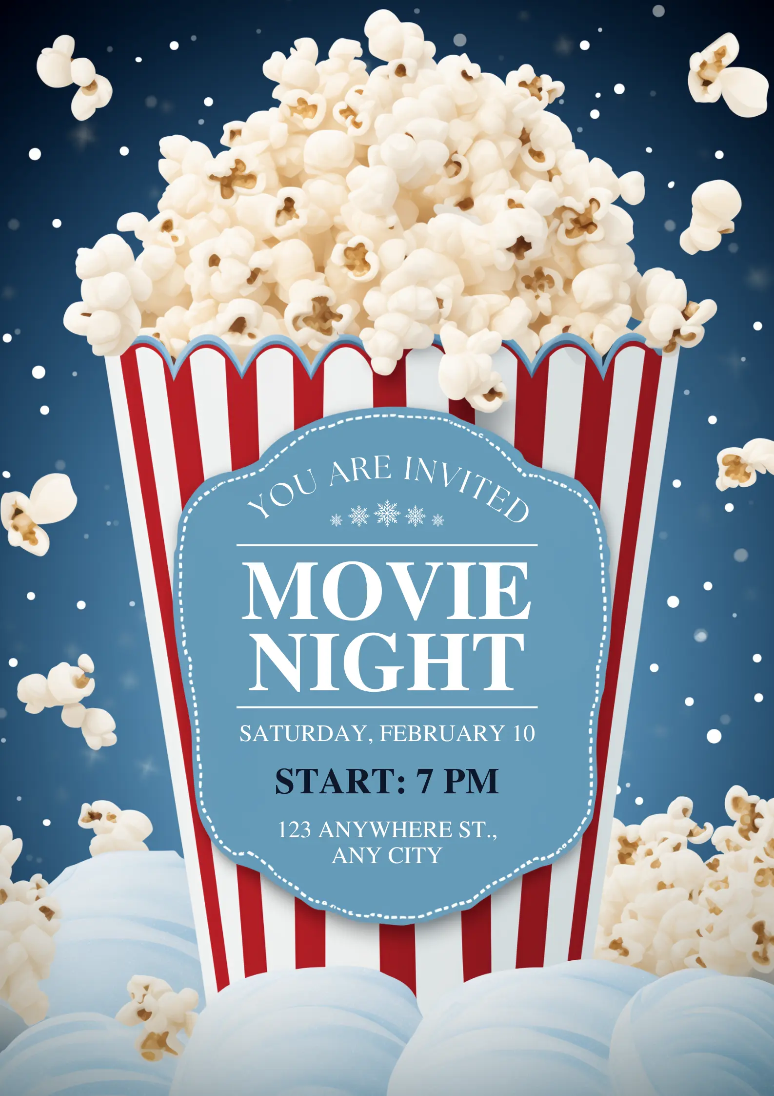 Illustrative Popcorn Movie Night Winter Poster 1
