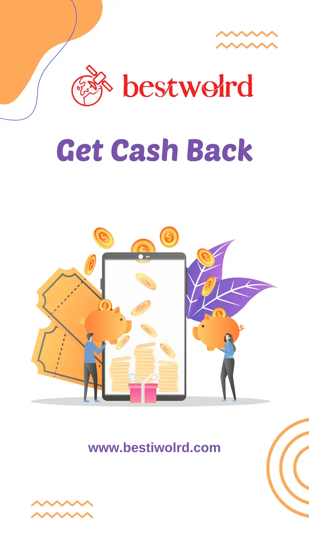 Orange And Purple Illustration Get Cash Back Instagram Story 2